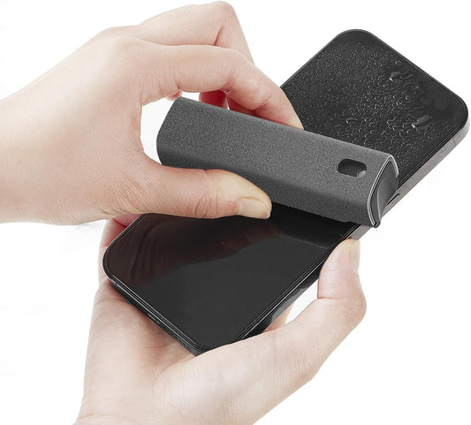 Touchscreen Mist Cleaner with Microfiber Cloth for Phones, Laptops, and Tablets - Two-in-One Spray and Cloth (Grey)